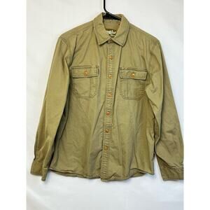 Howler Bros. Men's Size Small Khaki Long Sleeve Button Up Elbow Patch Shirt